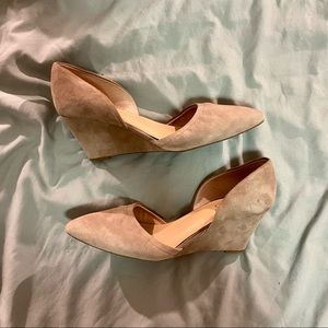 Franco Sarto beige suede wedge pumps, size 9M, EU39